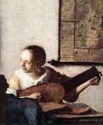 VERMEER VAN DELFT, Jan Woman with a Lute near a Window (detail) wt oil painting on canvas